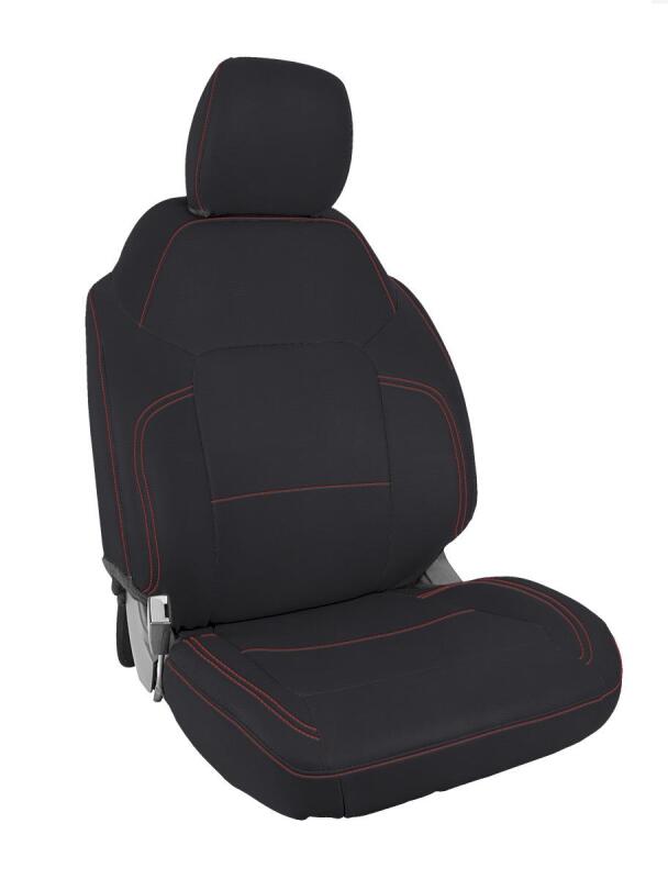 PRP 2021+ Ford Bronco 4 Door Front Seat Covers (Pair) - Black w/ Red Stitching B060-01