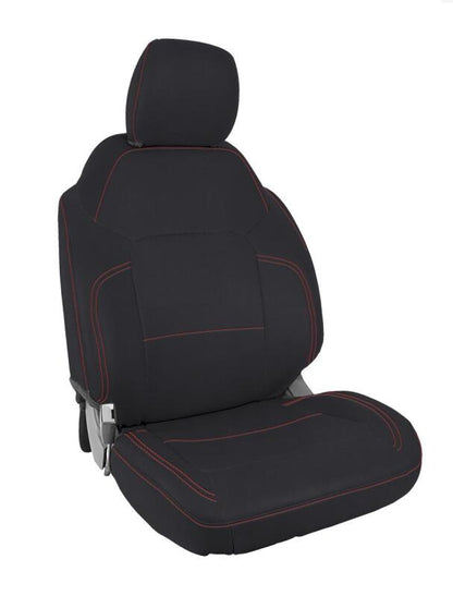PRP 2021+ Ford Bronco 4 Door Front Seat Covers (Pair) - Black w/ Red Stitching B060-01