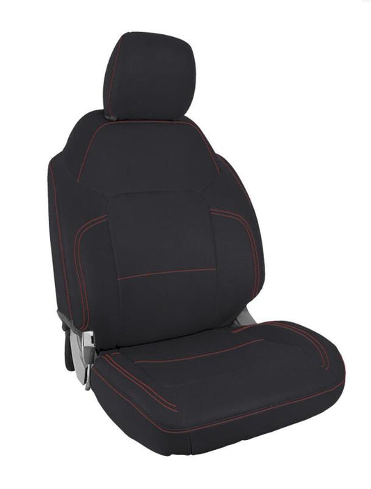 PRP 2021+ Ford Bronco 4 Door Front Seat Covers (Pair) - Black w/ Red Stitching B060-01