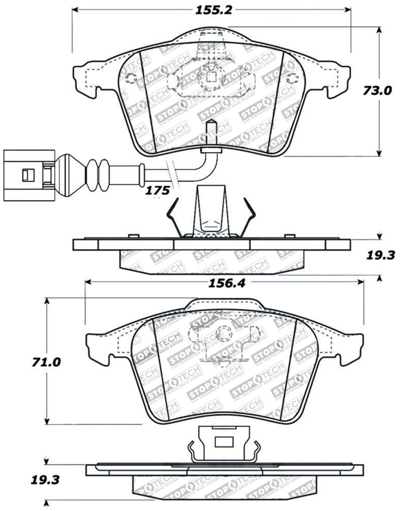 StopTech Premium Ceramic Front Brake Pads - 308.09153 Stoptech
