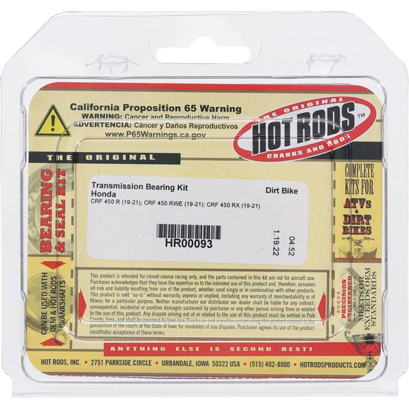 Hot Rods 19-21 Honda CRF 450 R 450cc Transmission Bearing Kit HR00093