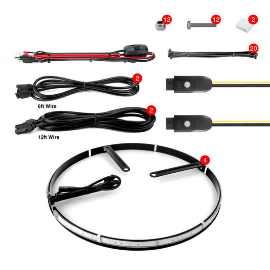 XKGlow 4pc 15" Wheel Ring Light Kit XKchrome App controlled w/ Turn Signal Function - Part XK-WHEEL-KIT
