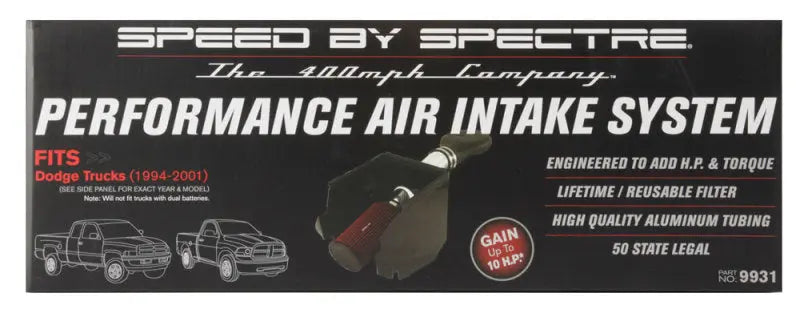 Spectre 94-01 Dodge RAM 1500/2500 V8-5.2/5.9L F/I Air Intake Kit - Polished w/Red Filter Spectre
