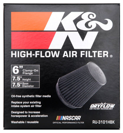 K&N Universal Rubber Filter Round Tapered 6in Flange ID x 7.5in Base OD x 5.25in Top OD x 8in Height K&N Engineering