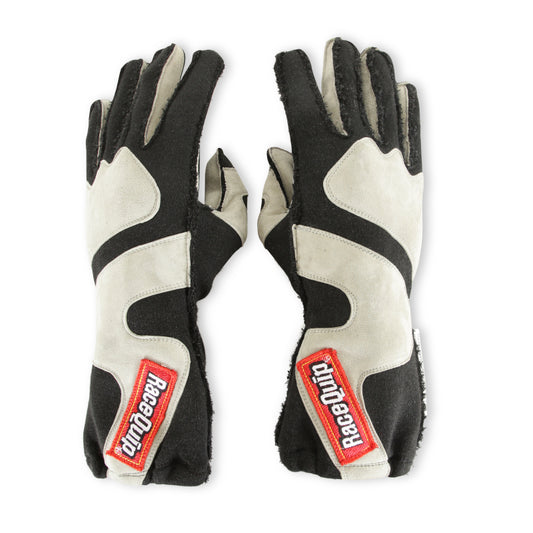 RaceQuip SFI-5 Gray/Black Small Outseam w/ Closure Glove