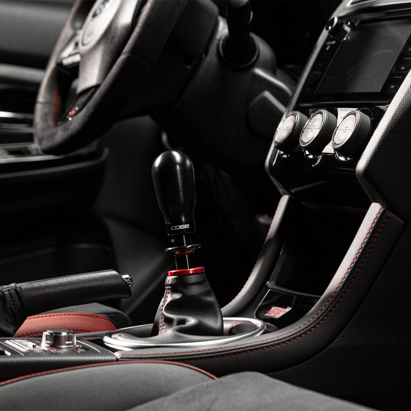 COBB Subaru 6-Speed Tall Weighted COBB Shift Knob - Black (Incl. Both Red + Blk Collars) 213370-BK