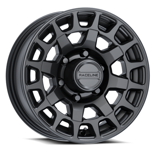 Raceline 873B Backcountry Trailer 16x6in / 8x6.5 BP / 0mm Offset / 4.9mm Bore - Satin Black