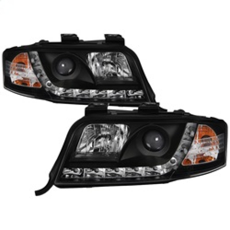 Spyder Audi A6 02-04 Projector Headlights Halogen Model Only - DRL Black PRO-YD-ADA601-DRL-BK SPYDER