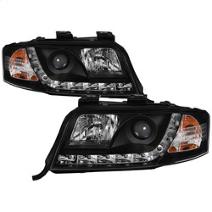 Spyder Audi A6 02-04 Projector Headlights Halogen Model Only - DRL Black PRO-YD-ADA601-DRL-BK SPYDER