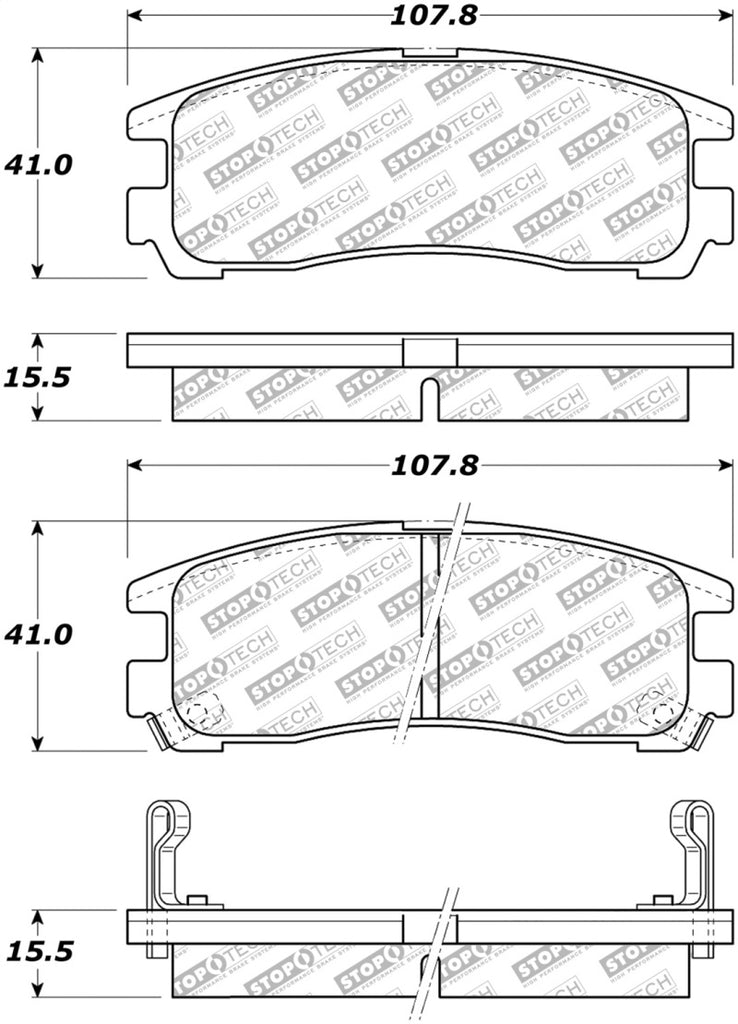 StopTech Street Disc Rear Brake Pads - 305.03830