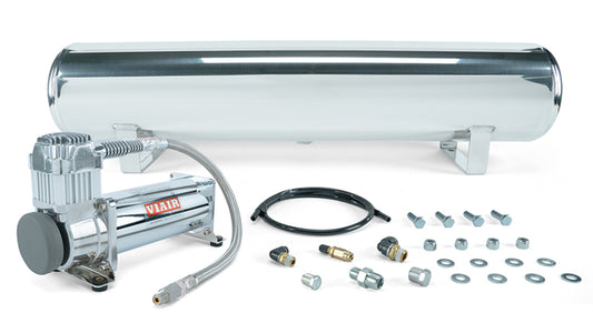 Air Lift 27802 4 Gal. Polished Tank w/ Viair 444c Chrome Compressor (Incl. Fittings & Mounting Hardware)
