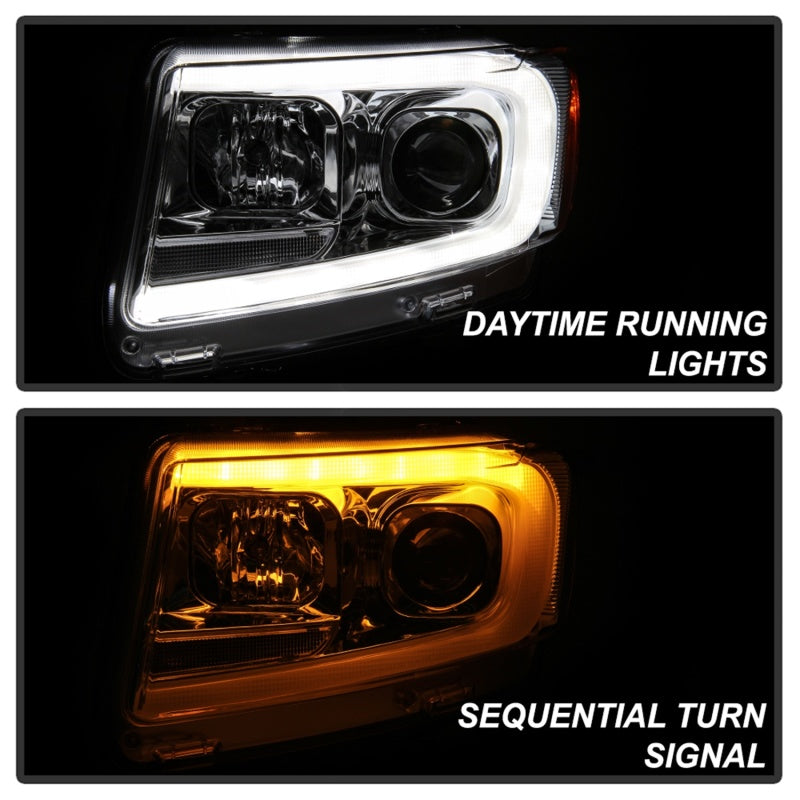 Spyder 11-13 Jeep Grand Cherokee - Light Bar Proj Headlights - Halo Model - Chro - PRO-YD-JGC11-LB-C SPYDER