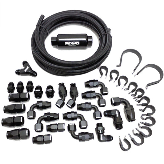 Snow Performance 8AN Braided Stainless Fuel Line Kit (Black line) - SNF-60801B