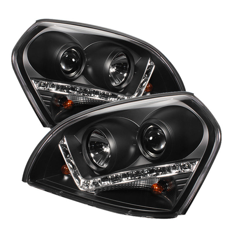 Spyder Hyundai Tucson 04-09 Projector Headlights DRL Black High H1 Low H1 PRO-YD-HYTUC04-DRL-BK SPYDER