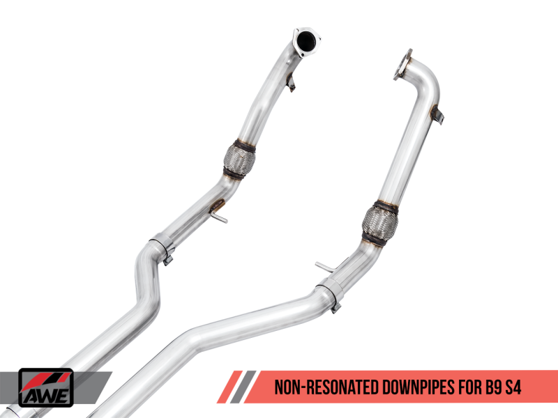 AWE Tuning Audi B9 S4 Track Edition Exhaust - Non-Resonated (Black 102mm Tips) AWE Tuning