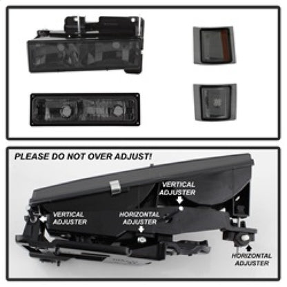 Xtune Chevy Suburban 94-98 Headlights w/ Corner & Parking Lights 8pcs Smoked HD-JH-CCK88-AM-SM-SET SPYDER
