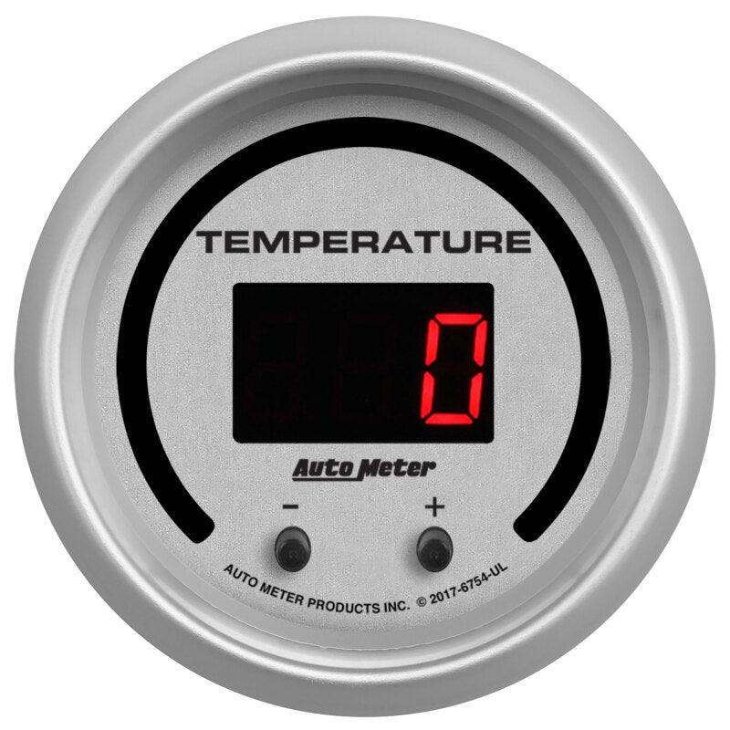Autometer 52.4mm Silver Switchable 60-340 Degrees F/40-170 Degrees C Ultra-Lite Elite Digital Gauge 6754-UL