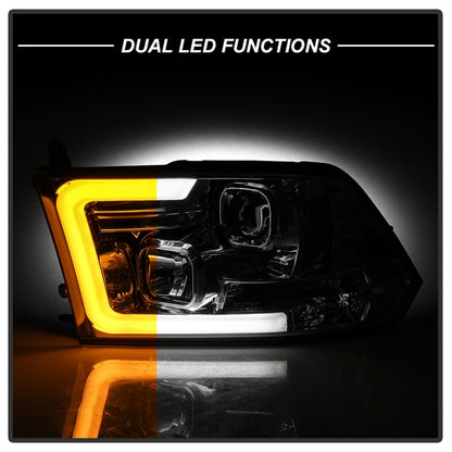 Spyder 09-16 Dodge Ram 1500 Ver 2 Proj Headlight - Light Bar Turn Signal - Chro - PRO-YD-DR09V2-SB-C SPYDER