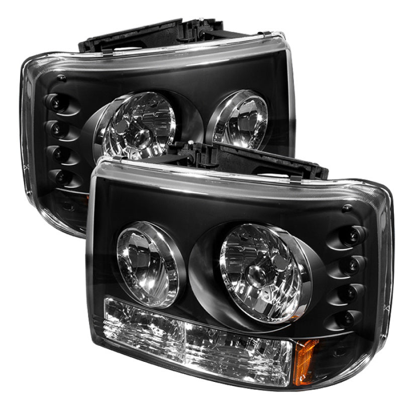 Spyder Chevy Silverado 1500 99-02 LED Crystal Headlights Blk HD-YD-CS99-1PC-AM-BK SPYDER