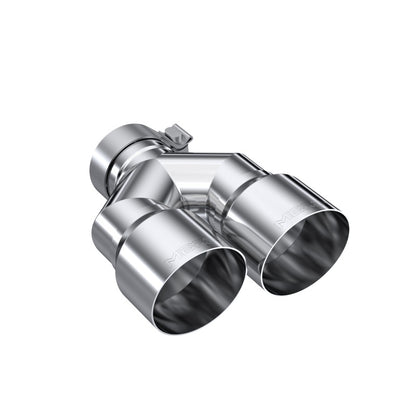 MBRP 3in ID / Dual 4in OD Out Staggered L 9.37in / R 9.87in Single Wall T304 SS Univ Exhaust Tip MBRP