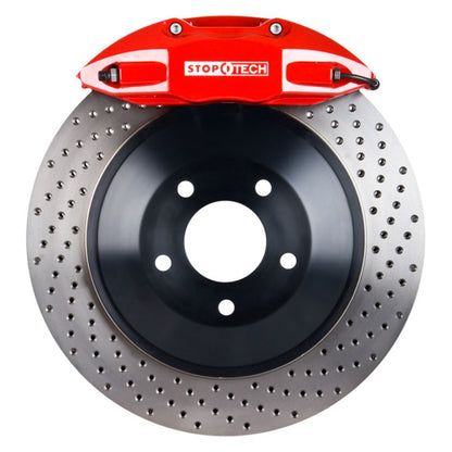 StopTech 08-13 Toyota Land Cruiser Rear BBK w/ Red ST-41 Calipers Drilled 380X32 Rotors Stoptech