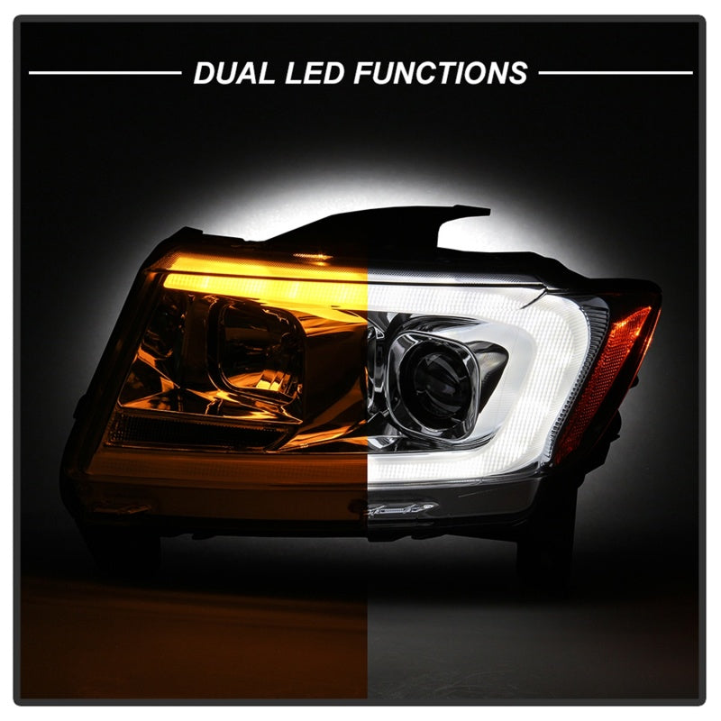 Spyder 11-13 Jeep Grand Cherokee - Light Bar Proj Headlights - Halo Model - Chro - PRO-YD-JGC11-LB-C SPYDER