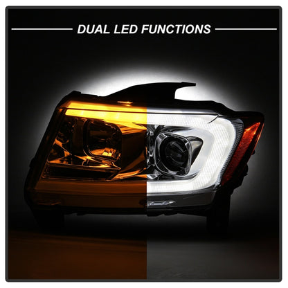 Spyder 11-13 Jeep Grand Cherokee - Light Bar Proj Headlights - Halo Model - Chro - PRO-YD-JGC11-LB-C SPYDER