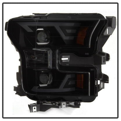 xTune 15-17 Ford F-150 DRL LED Light Bar Projector Headlights - Black Smoke (PRO-JH-FF15015-LB-BSM) SPYDER