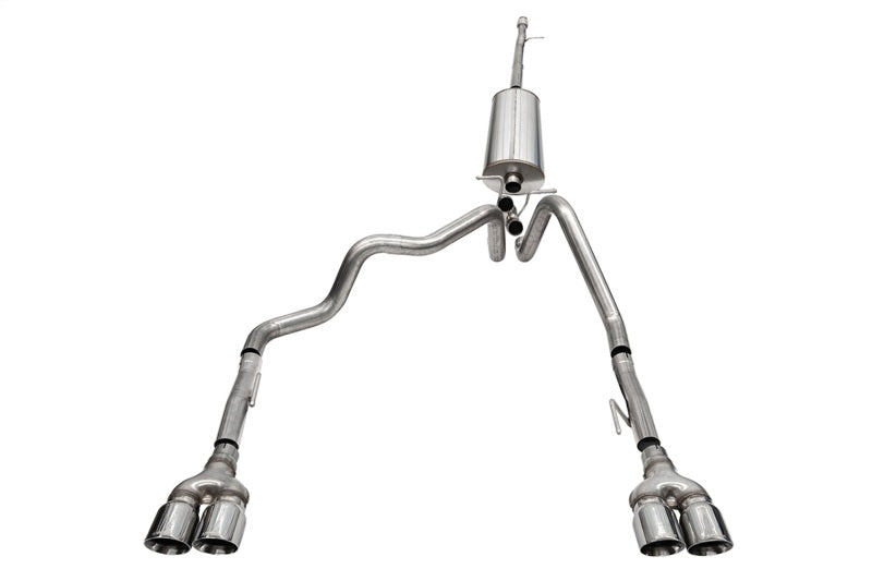 Corsa 19-23 GMC Sierra 1500 Cat-Back Dual Rear Exit with Twin 4in Polished Pro-Series Tips CORSA Performance