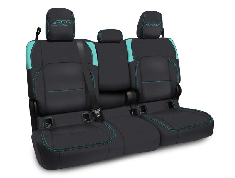 PRP Jeep Wrangler JT Rear Bench Covers - with Armrest - Black/Teal B056-09