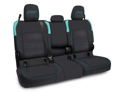 PRP Jeep Wrangler JT Rear Bench Covers - with Armrest - Black/Teal B056-09