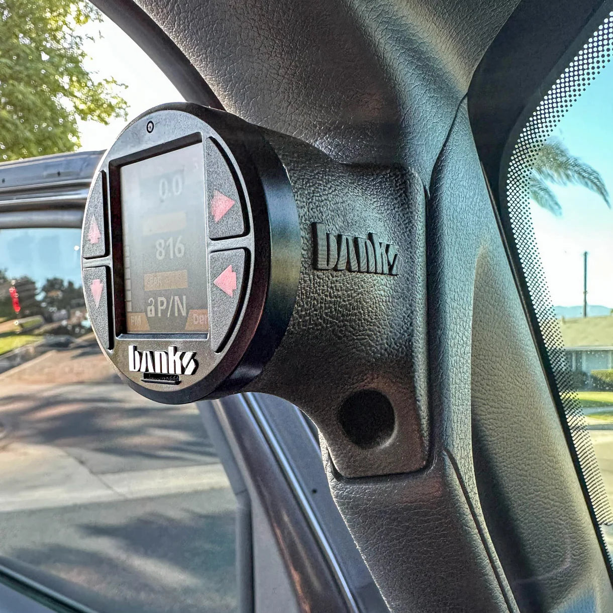 Banks Power 63371 upper iDash stealth gauge pod for 2018-2023 Jeep JL and Gladiator grab handle mount