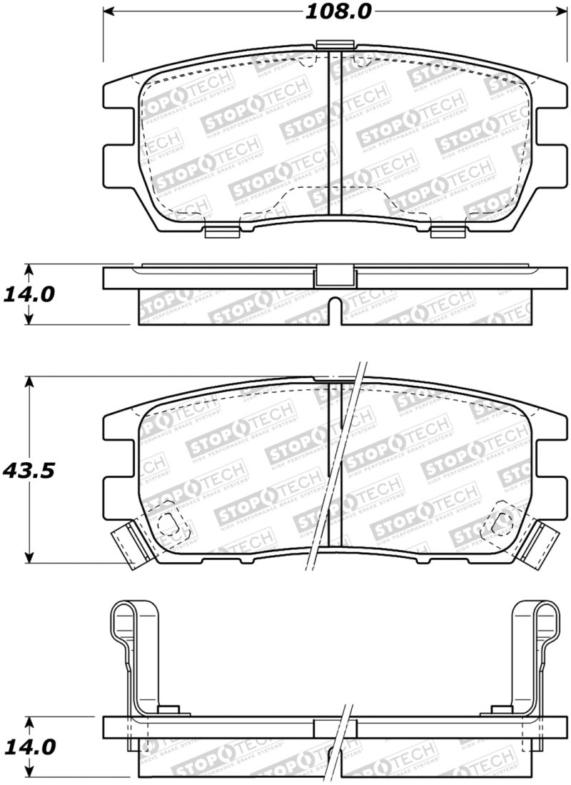 StopTech Premium Ceramic Rear Brake Pads - 308.05670 Stoptech