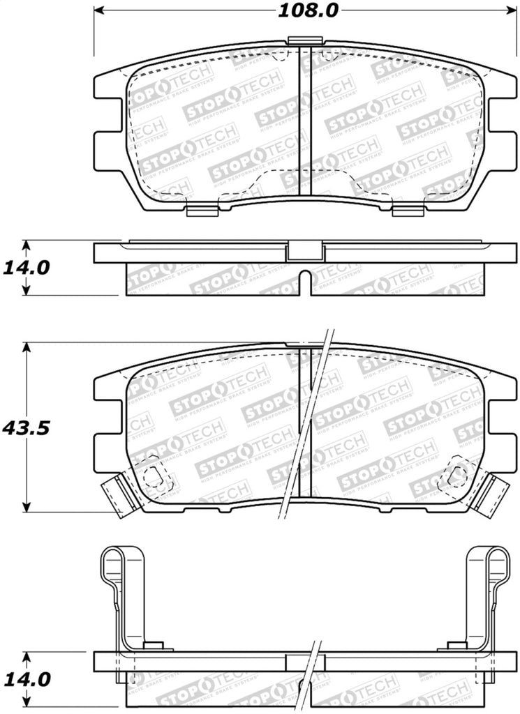 StopTech Premium Ceramic Rear Brake Pads - 308.05670