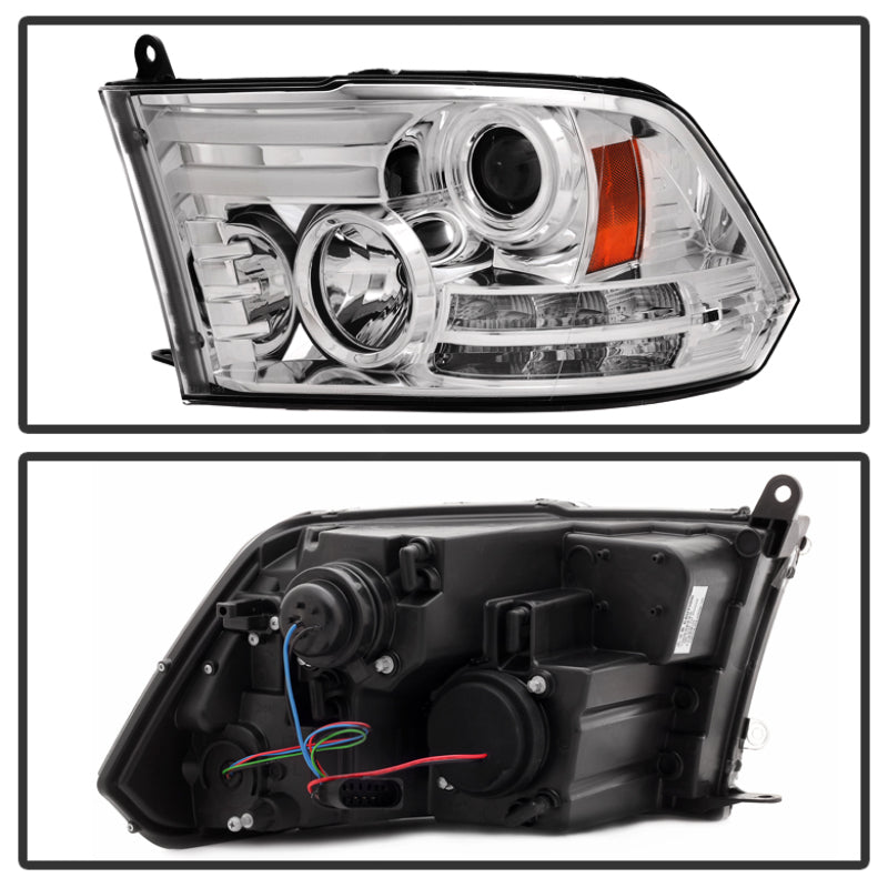Spyder Dodge Ram 13-15 Projector Headlights Light Bar DRL Chrome PRO-YD-DR13-LBDRL-C SPYDER