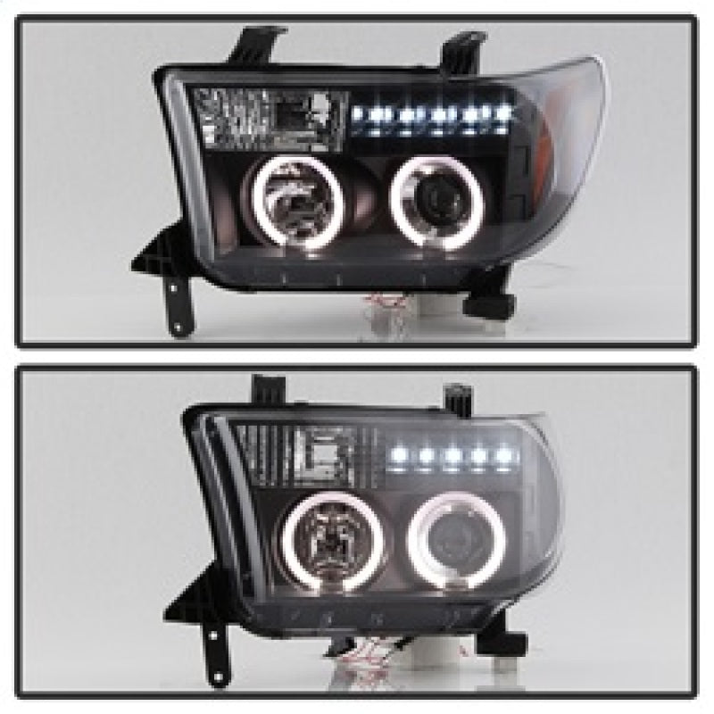 Spyder Toyota Tundra 07-133 Projector Headlights LED Halo LED Blk PRO-YD-TTU07-HL-BK SPYDER