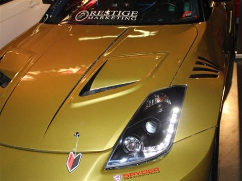 Spyder Nissan 350Z 03-05 Projector Headlights Halogen Model Only - DRL Black PRO-YD-N350Z02-DRL-BK SPYDER