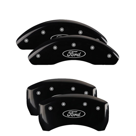MGP 4 Caliper Covers Front and Rear 22-24 Ford Maverick Powder Coat Finish - Blk w/ Silv. Ford Logo
