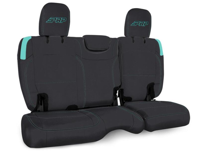 PRP Jeep Wrangler JL Rear Bench CoversU - 4 door with no armrest - Black/Teal B043-09