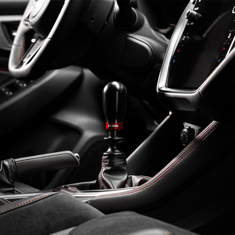 COBB Subaru 6-Speed Tall Weighted COBB Shift Knob - Black (Incl. Both Red + Blk Collars) 213370-BK