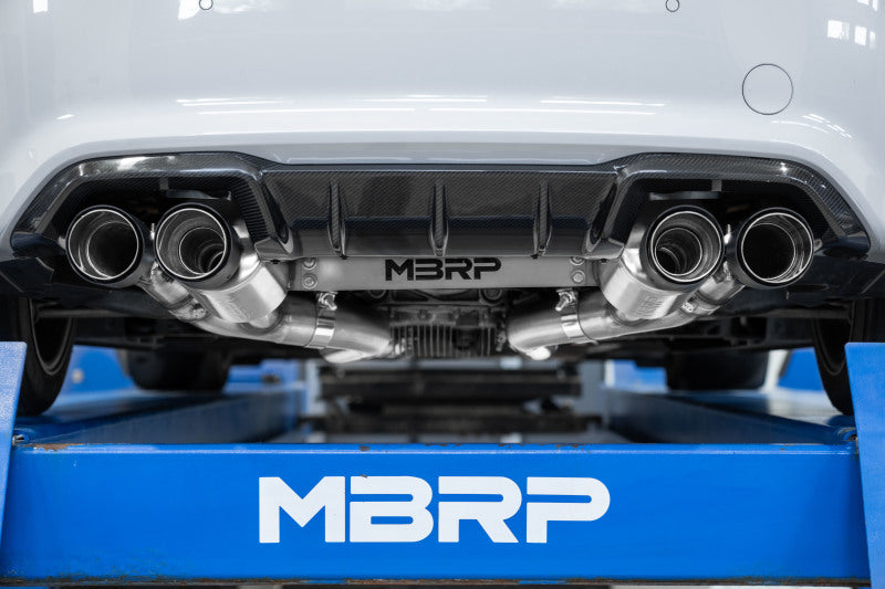 MBRP 18-22 BMW M2 Competition 3.0L T304 SS 3in Resonator-Back Exhaust Quad Rear w/ Carbon Fiber Tips MBRP