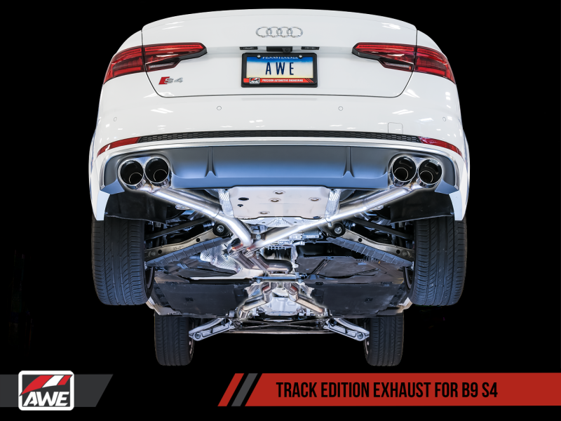 AWE Tuning Audi B9 S4 Track Edition Exhaust - Non-Resonated (Black 102mm Tips) AWE Tuning