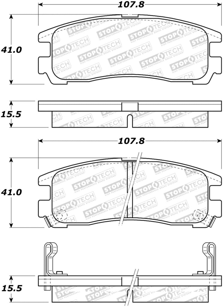 StopTech Sport Brake Pads w/Shims and Hardware - Rear