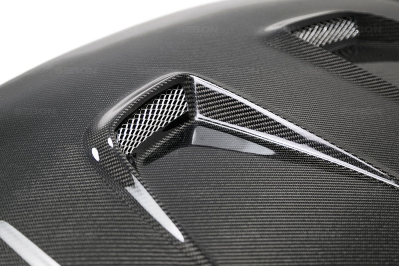 Seibon MR-style carbon fiber hood for 2016-2021 Honda Civic 2DR/4DR - HD16HDCV-MR