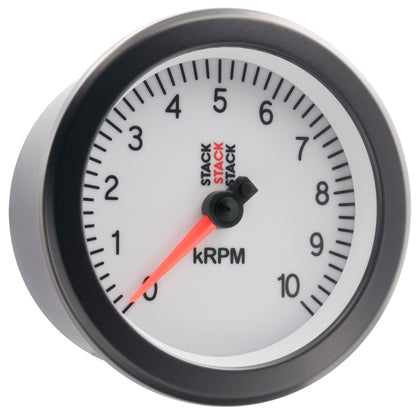 Autometer Stack Sport 88mm 0-10K RPM Tachometer - White ST100-010W
