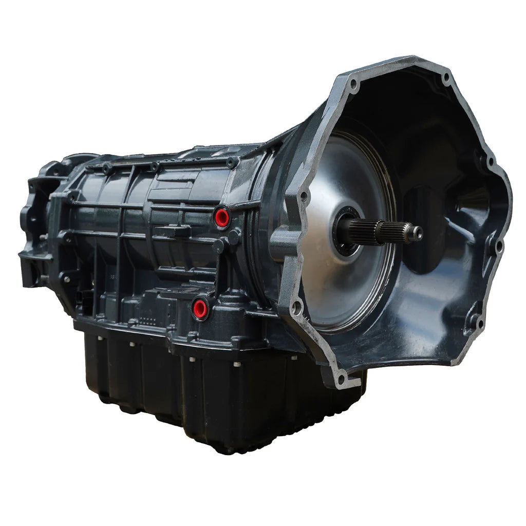 Side profile of BD Diesel 68RFE TowMaster Transmission – part #1064294SS – for 2019–2024 Ram 6.7L Cummins
