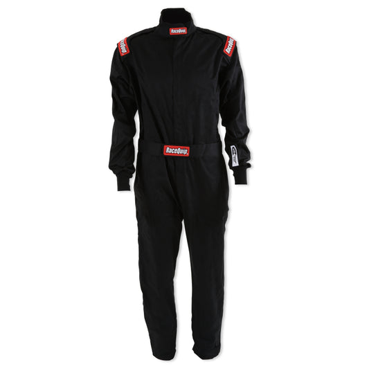 RaceQuip Black Chevron-1 Suit - SFI-1 M Tall
