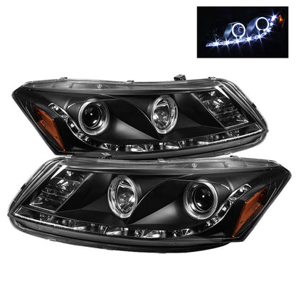 Spyder Honda Accord 08-12 4Dr Projector Headlights- LED Halo DRL Blk PRO-YD-HA08-4D-HL-BK SPYDER