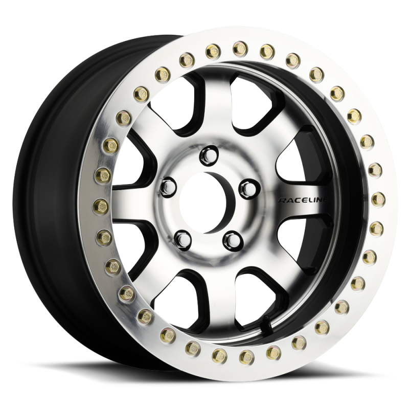 Raceline RT260 Avenger 17x8.5in/6x139.7 BP/-19mm Offset/107.95mm Bore - Black & MACH. Beadlock Wheel