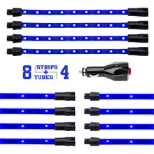 Load image into Gallery viewer, XK Glow Single Color XKGLOW UnderglowLED Accent Light Car/Truck Kit Blue - 8x24In Tube + 4x8In Strip